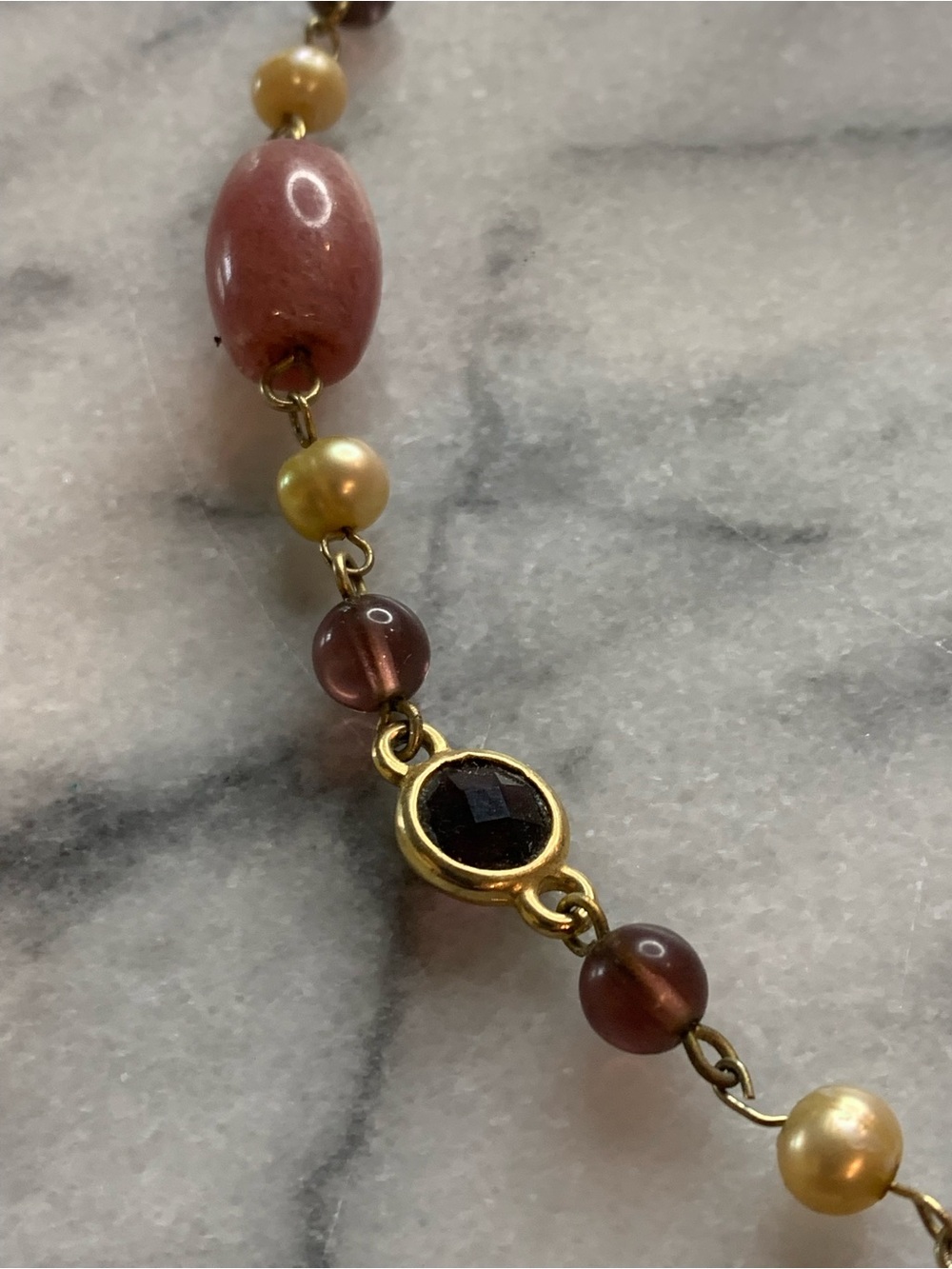 Ann Taylor Pink and Gold Beaded Long Necklace - Picture 5 of 7